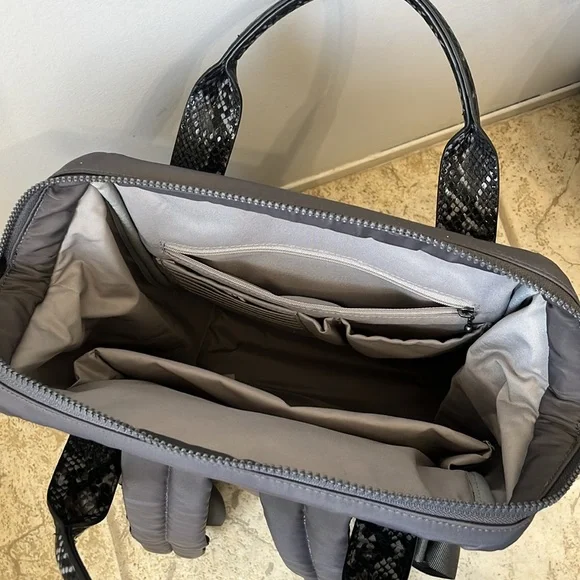 Baggallini Soho Backpack, Smoke and Faux Python Trim - Picture 7 of 10